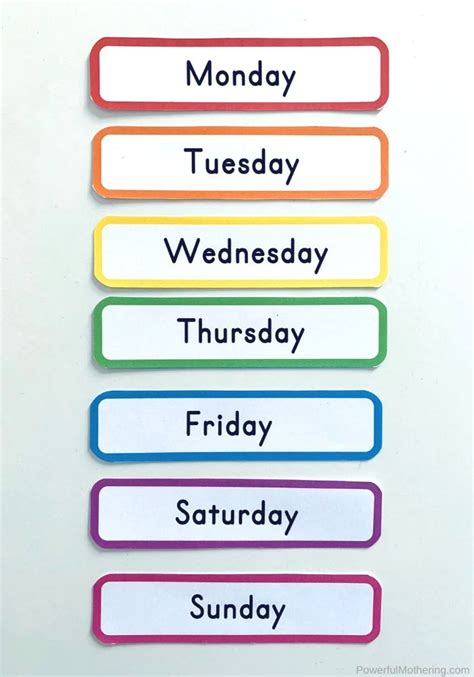 Printable Days Of The Week Labels