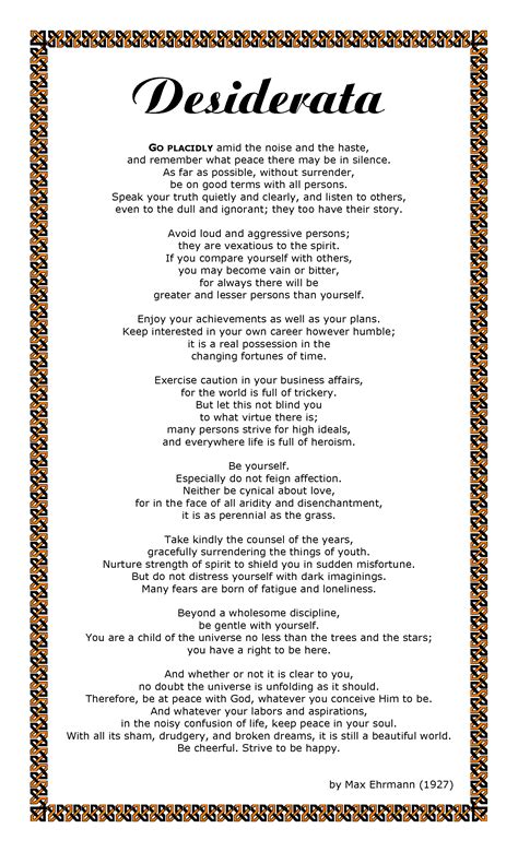 Printable Desiderata Text