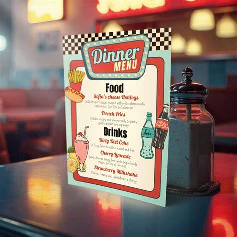 Printable Digital Soda Shop Retro 50s Diner Sign Templates