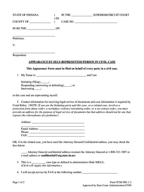 Printable Divorce Papers For Indiana