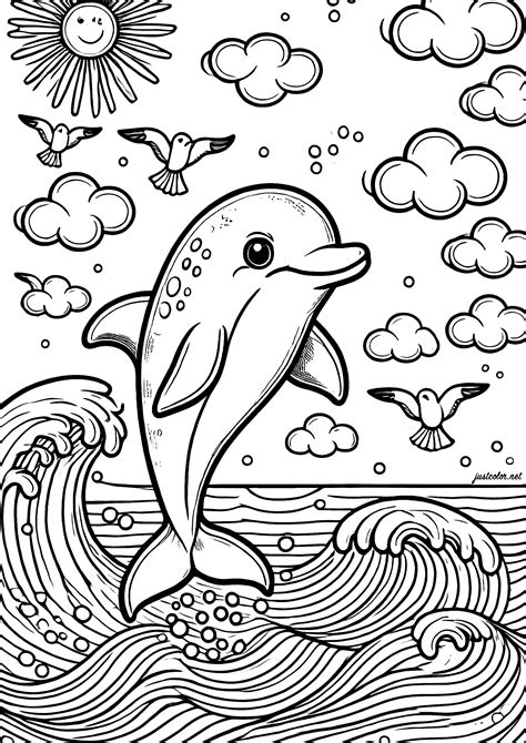 Printable Dolphin Coloring Pages