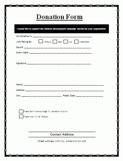 Printable Donation Forms