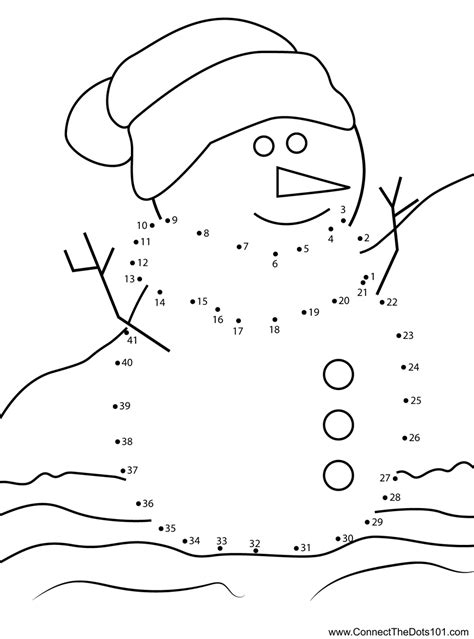 Printable Dot To Dot Snowman Hard