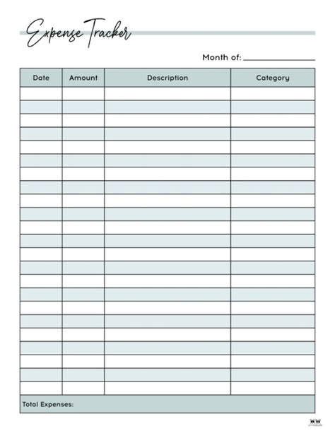 Printable Expense Spreadsheet