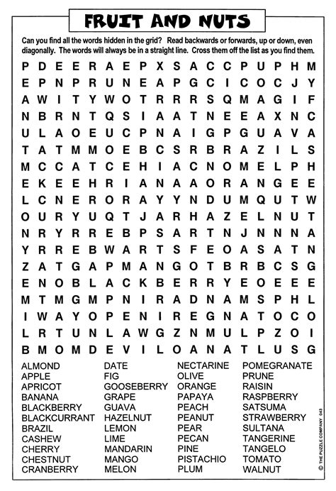Printable Find A Word Puzzles