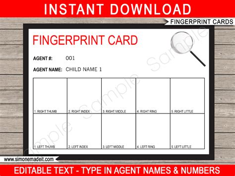 Printable Fingerprint Cards