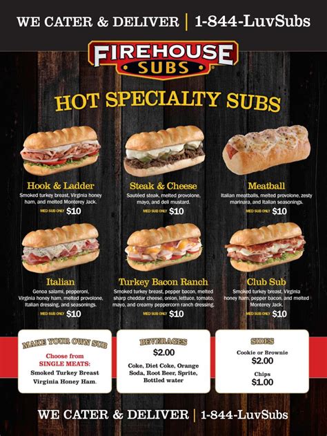 Printable Firehouse Subs Menu