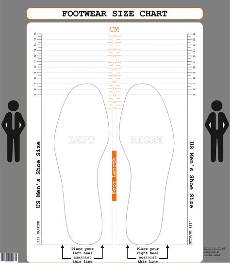 Printable Foot Size Chart Men