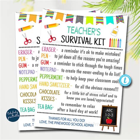 Printable Funny Teacher Survival Kit