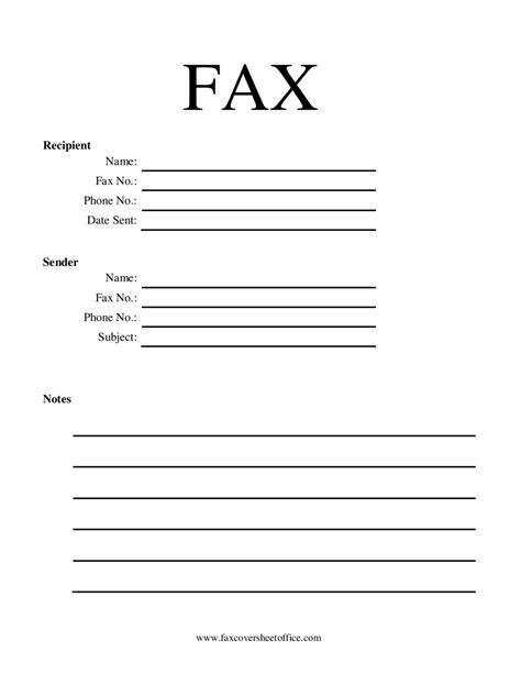 Printable Generic Fax Cover Sheet
