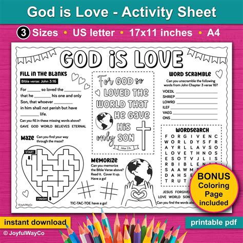 Printable God Is Love Activity Sheet