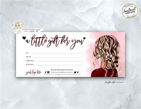 Printable Hair Gift Certificate