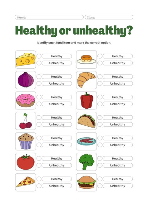 Printable Healthy Food Worksheets
