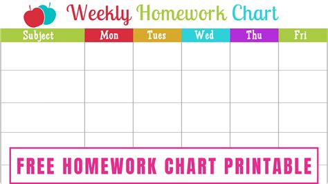 Printable Homework Chart