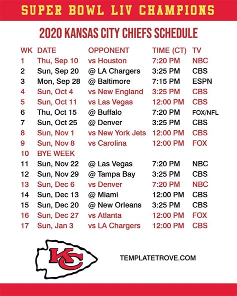 Printable Kc Chiefs 2024 Schedule