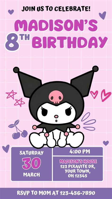 Printable Kuromi Birthday Card