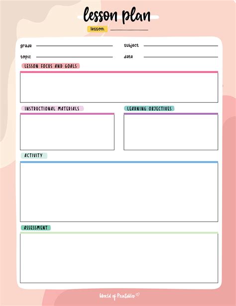 Printable Lesson Plan Template