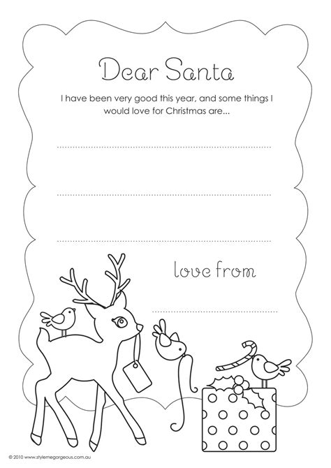 Printable Letter To Santa Coloring Page