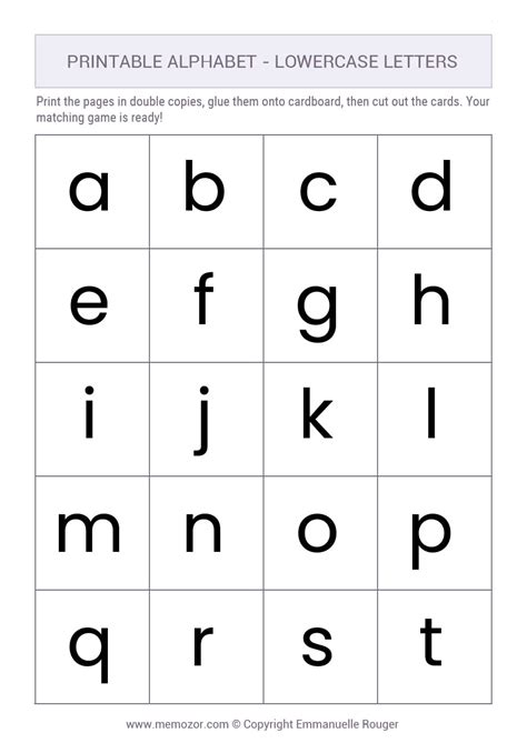 Printable Lowercase Alphabet
