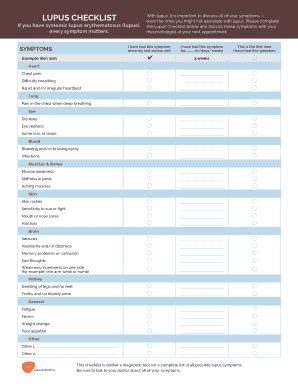 Printable Lupus Checklist