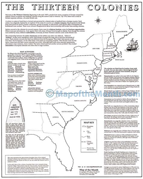 Printable Map Of The Thirteen Colonies