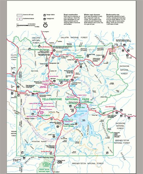 Printable Maps Of Yellowstone National Park