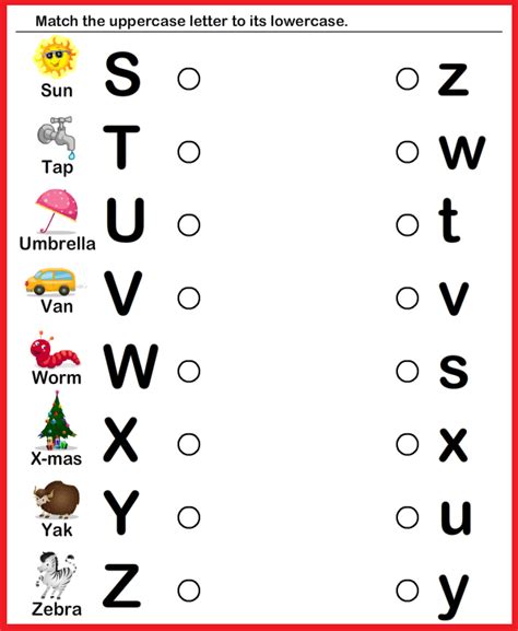 Printable Match Uppercase And Lowercase Letters