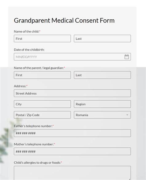 Printable Medical Consent Form For Grandparents