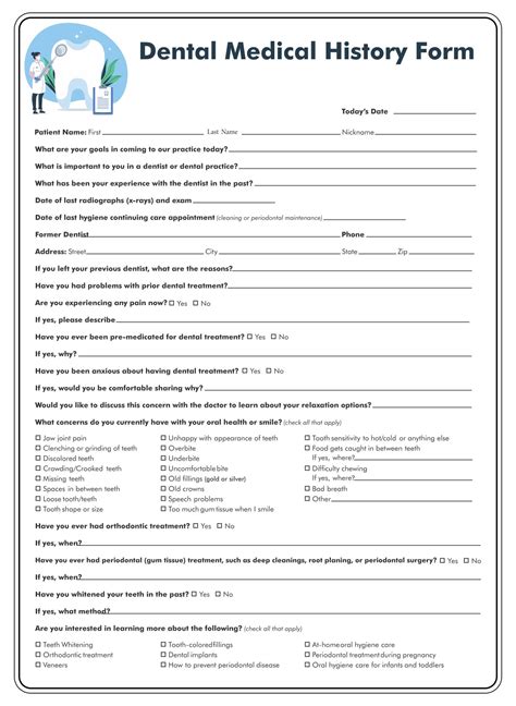 Printable Medical History Update Form For Dental Office