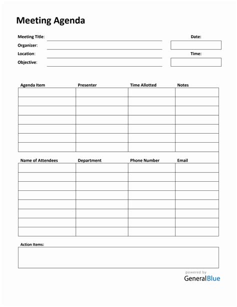 Printable Meeting Agenda Template