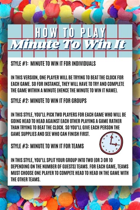 Printable Minute To Win It Games