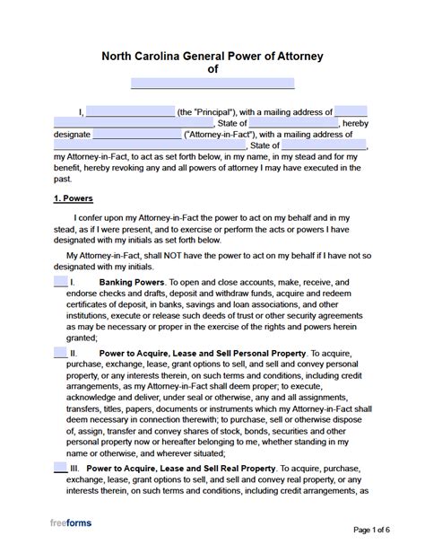 Printable Nc Power Of Attorney Form