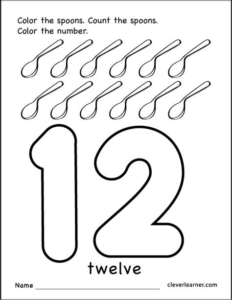 Printable Number 12 Worksheet For Preschool