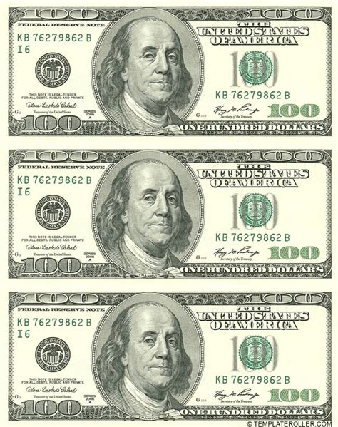 Printable One Hundred Dollar Bill