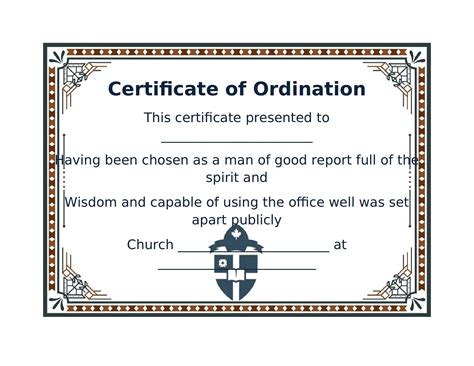 Printable Ordination Certificate