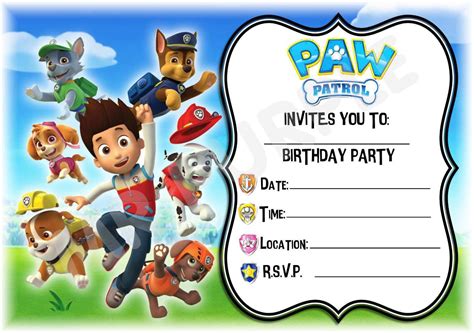 Printable Paw Patrol Birthday Invitations