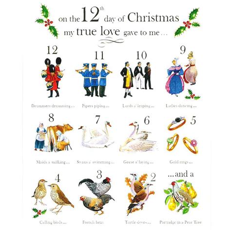 Printable Pictures Of The 12 Days Of Christmas
