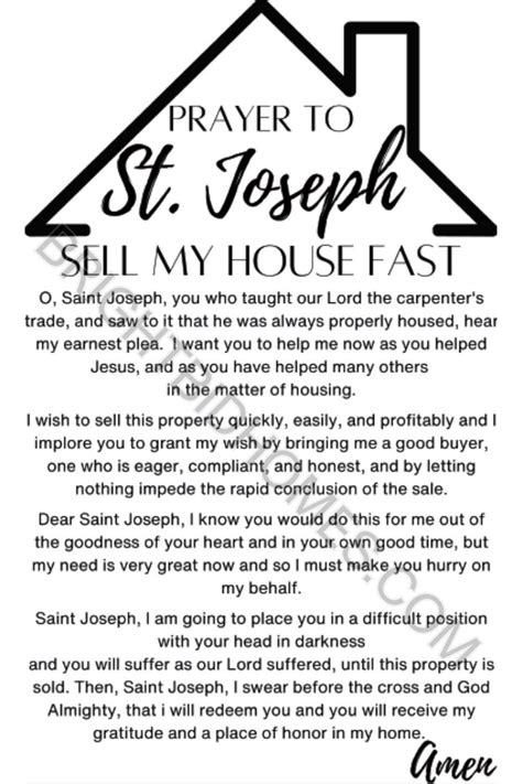 Printable Prayer To St Joseph To Sell House