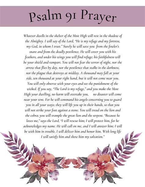 Printable Psalm 91 Prayer