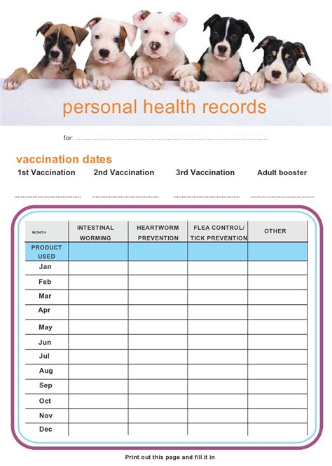 Printable Puppy Vaccine Record