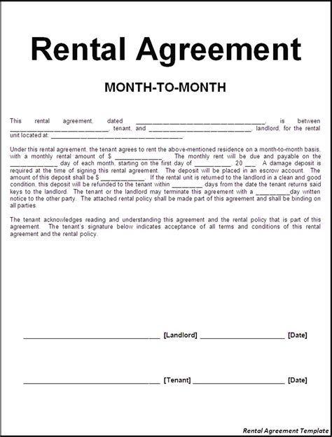 Printable Rent Agreement