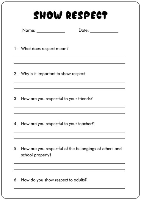 Printable Respect Activities