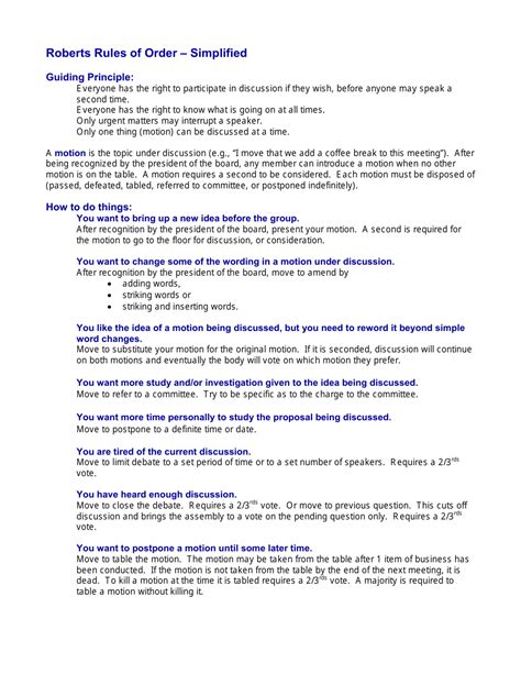 Printable Roberts Rules Of Order Flow Chart