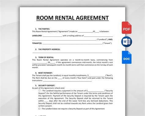 Printable Room Rental Agreement
