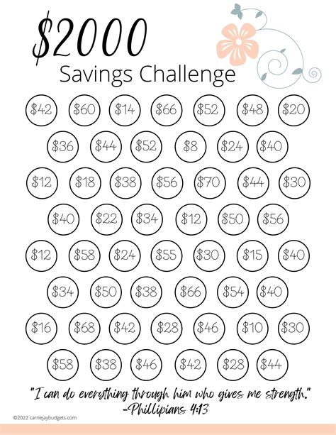 Printable Savings Challenge