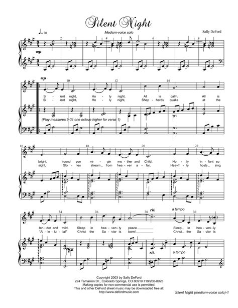 Printable Silent Night Sheet Music