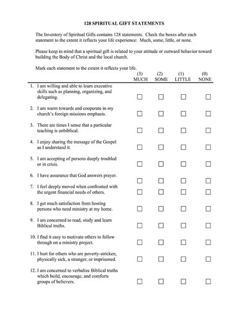 Printable Spiritual Gifts Test For Youth