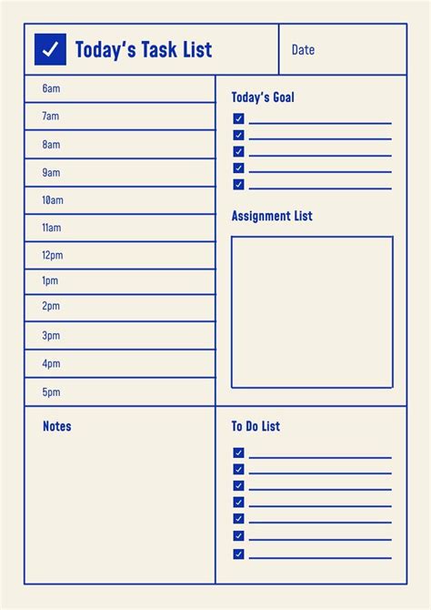 Printable Task List Template