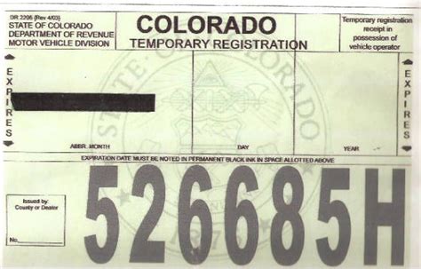 Printable Temporary License Plate Colorado