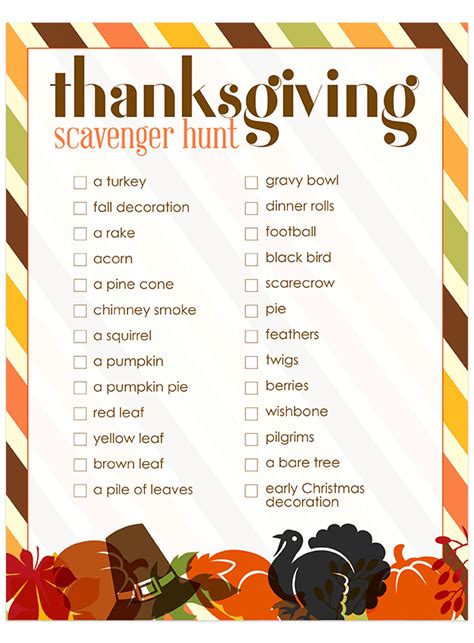 Printable Thanksgiving Scavenger Hunt